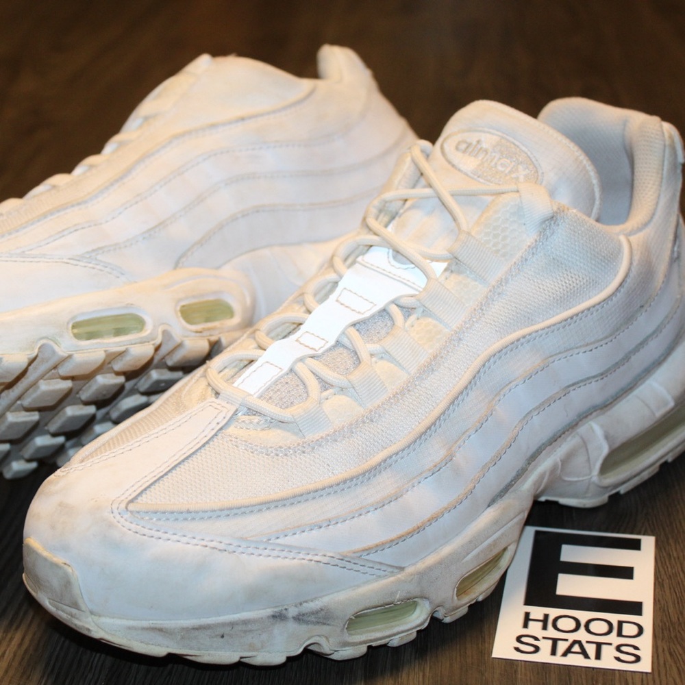 Nike Air Max 95 Triple White Mens Size 13 Sneakers - Picture 4 of 11